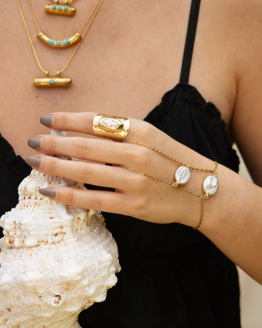 Sandy handchain goud parels - SEAFINE