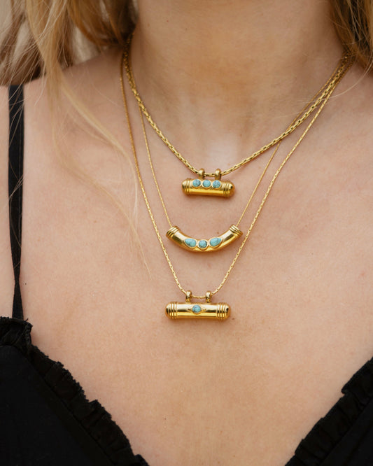 Sandy kettingen set turqouise - SEAFINE