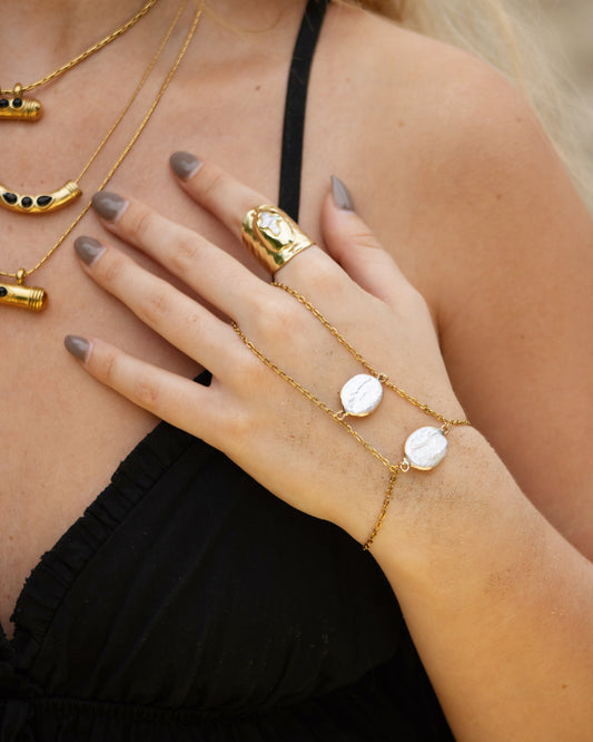 Sandy handchain goud parels - SEAFINE